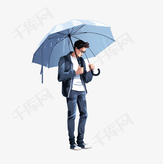 带雨伞的男人正在经历心理健康问