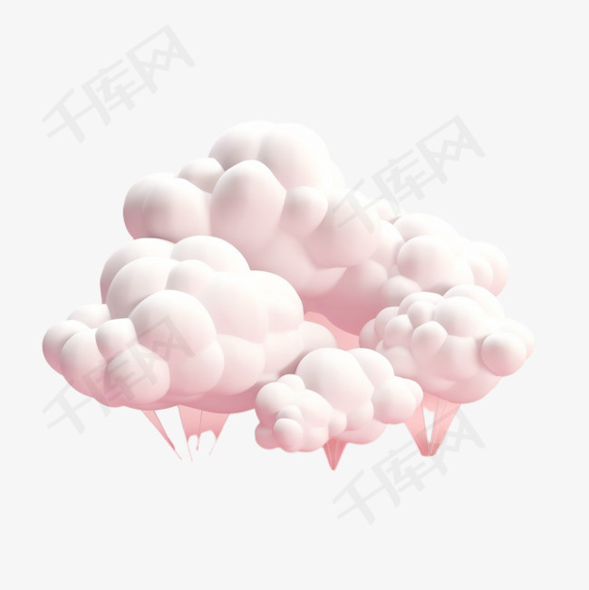 白色的3D真实感云层孤立地设置