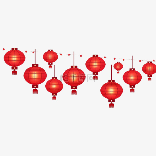 灯笼红色中国风热烈节日庆祝扁平
