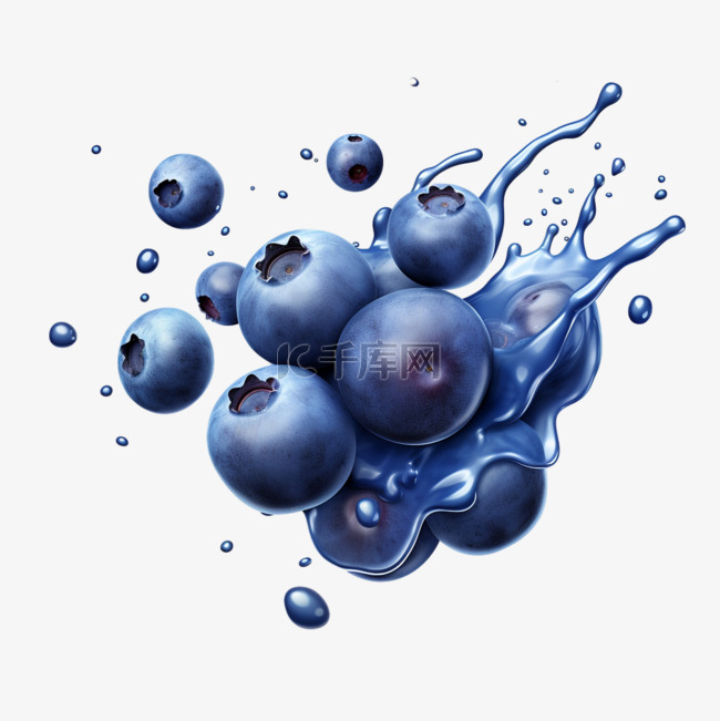 蓝莓建模质感水果元素立体免扣图