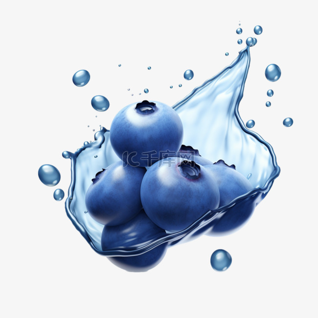 蓝莓合成水果元素立体免扣图案