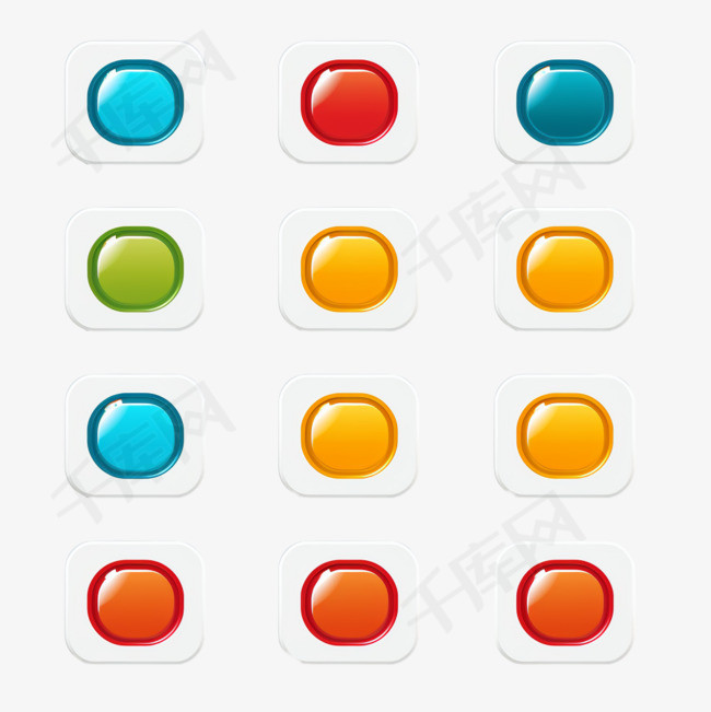 触点按钮组采用扁平设计