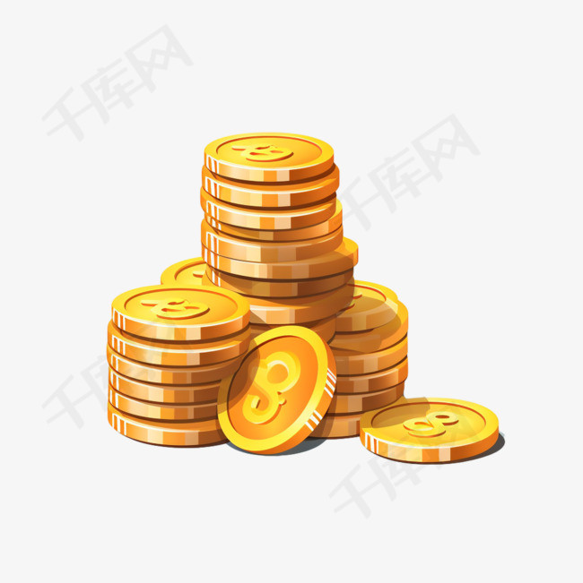 堆叠的钱和金币3D卡通风格的图