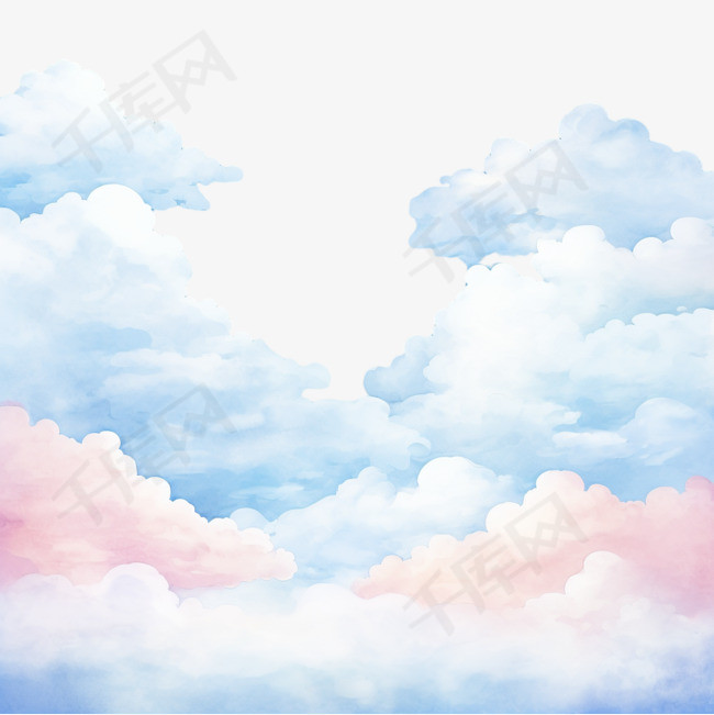 手绘水彩粉彩天空云背景