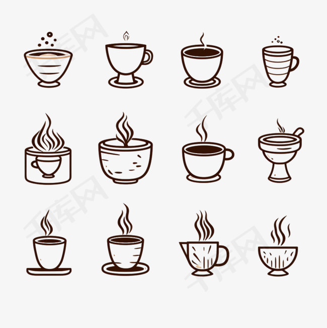 咖啡图标，轮廓