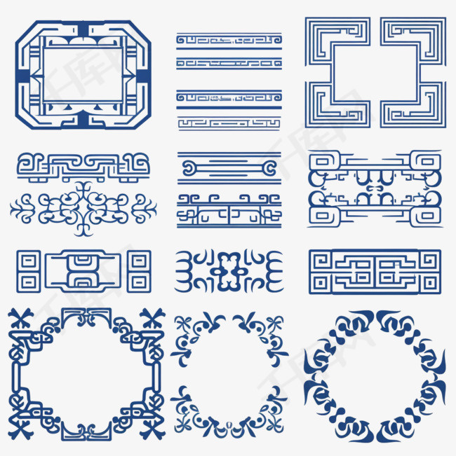 中国的一套边框、边框、图案、结