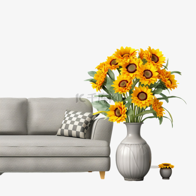 沙发花瓶花朵免扣元素装饰素材