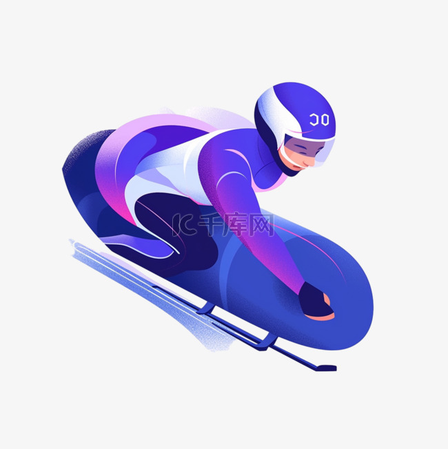 滑冰感亚运会运动员蓝色扁平风运