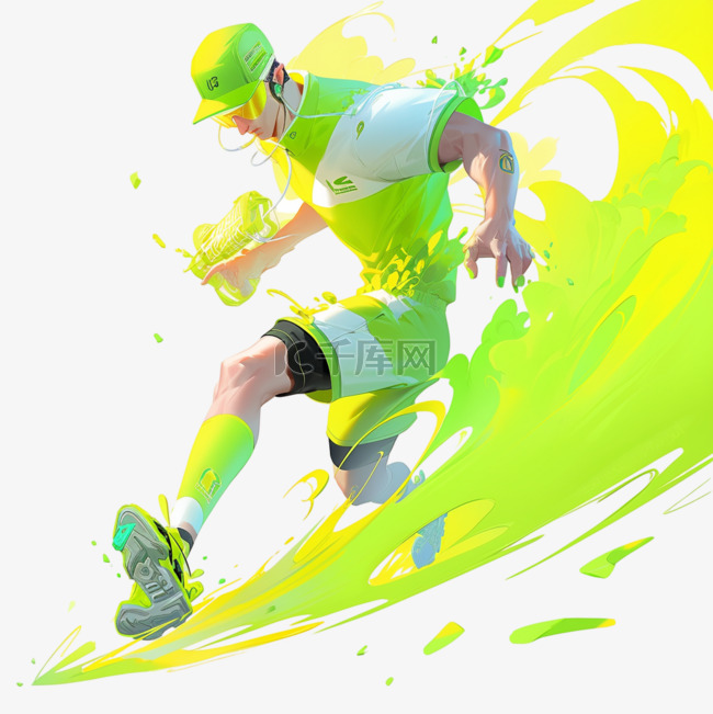 跑步助威立体体育亚运会运动员绿