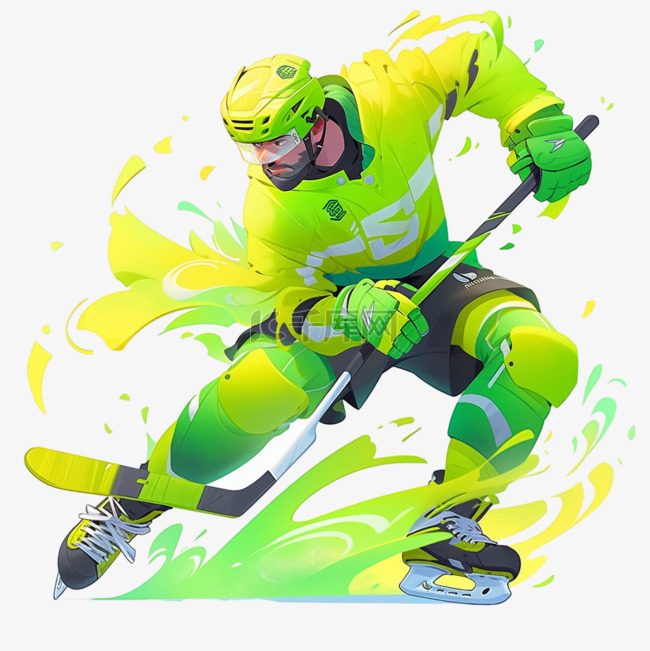 冰球耐力立体亚运会运动员绿色体