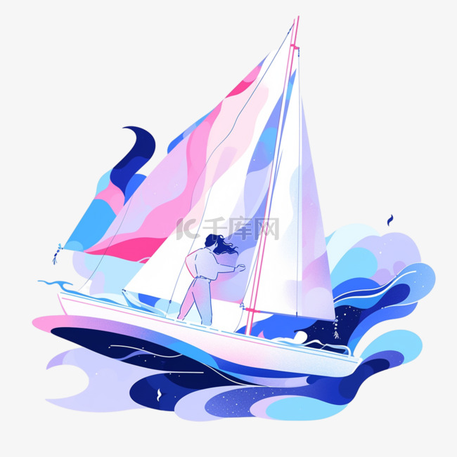 帆船季军蓝色扁平风运动体育亚运