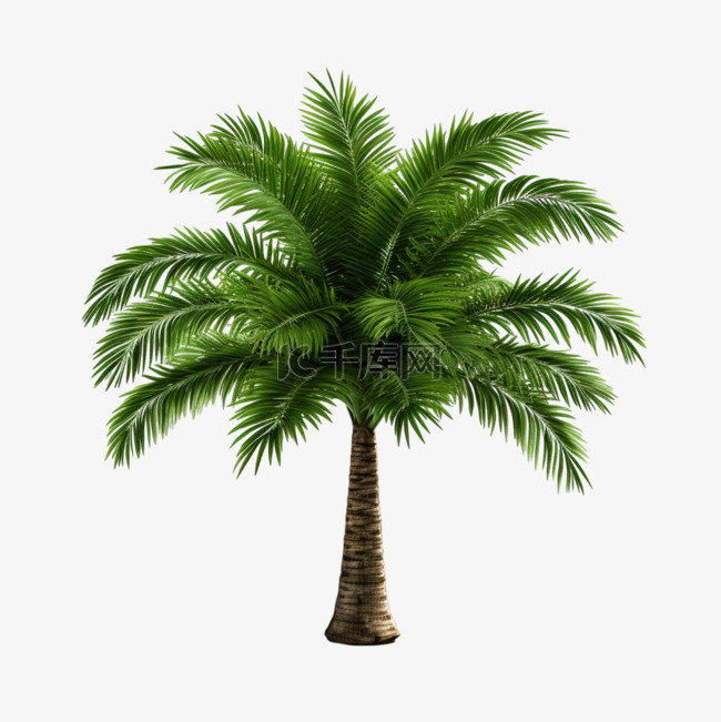 椰树棕榈树热带元素立体免扣图案
