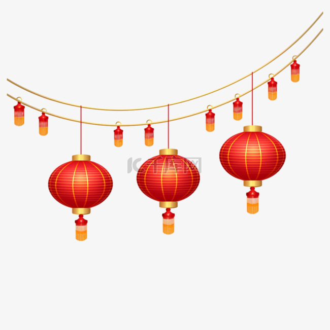 大红灯笼节日春节新年装饰元素