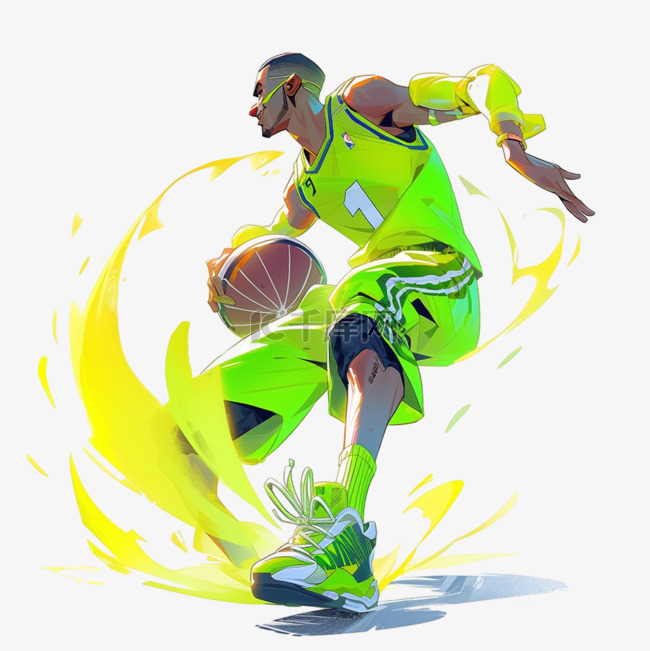 篮球力量立体亚运会运动员绿色体