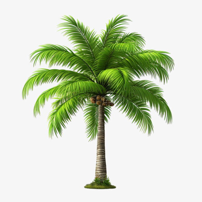 椰树简单棕榈树元素立体免扣图案