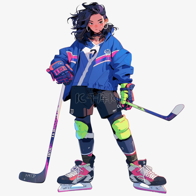 滑雪快乐亚运会运动员蓝色立体体