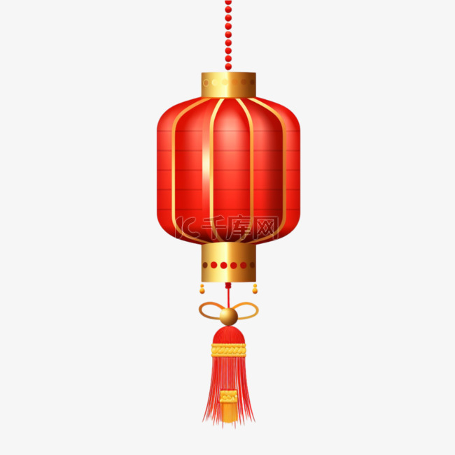 中式复古长灯笼春节新年装饰免抠