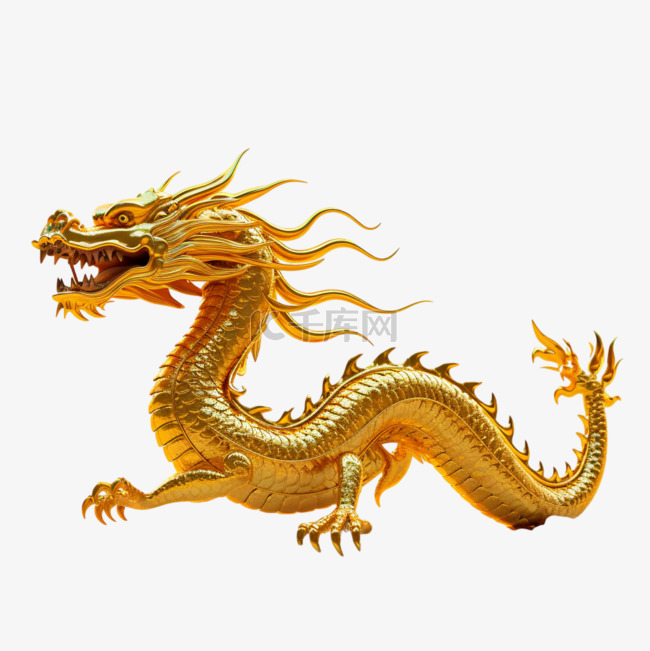 龙年3D立体金黄色中国龙金龙10