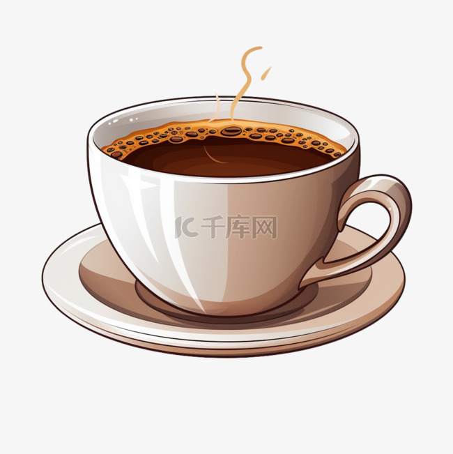 咖啡简约茶杯元素立体免扣图案