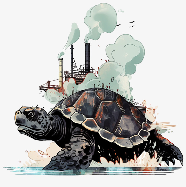 卡通核污染变异的鳄龟手绘元素