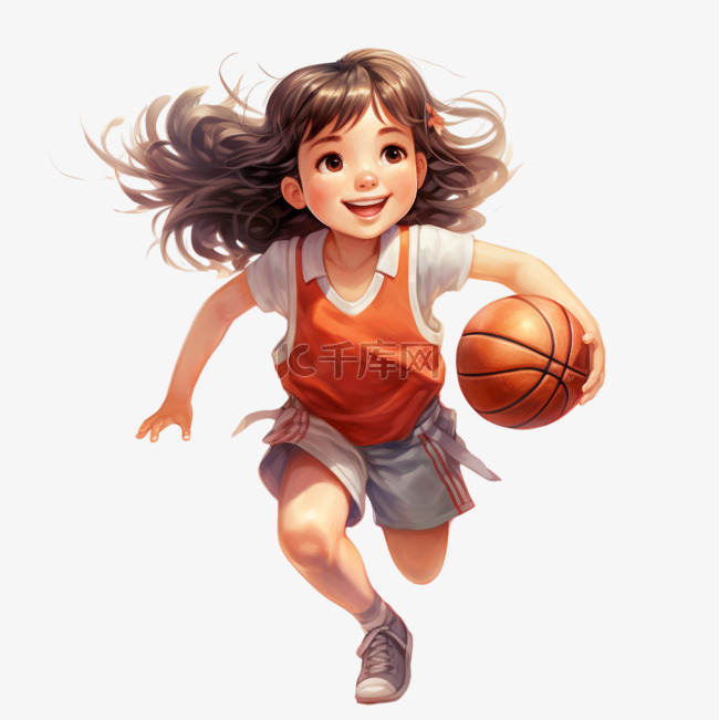 女孩加油女篮立体风篮球运动员