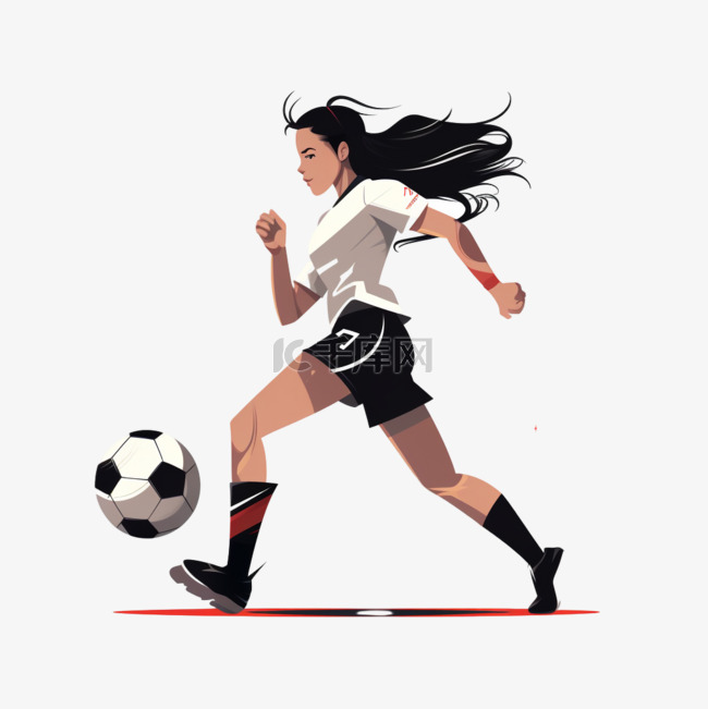 女子足球女足扁平风女足足球