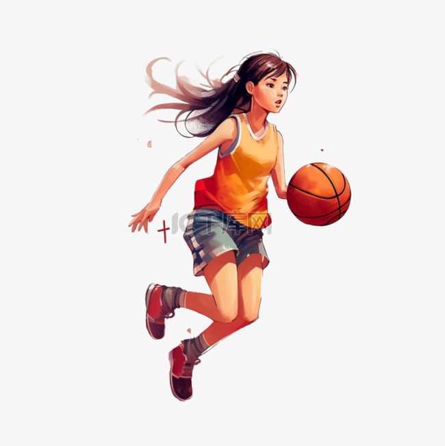女孩打篮球女篮立体风篮球运动员
