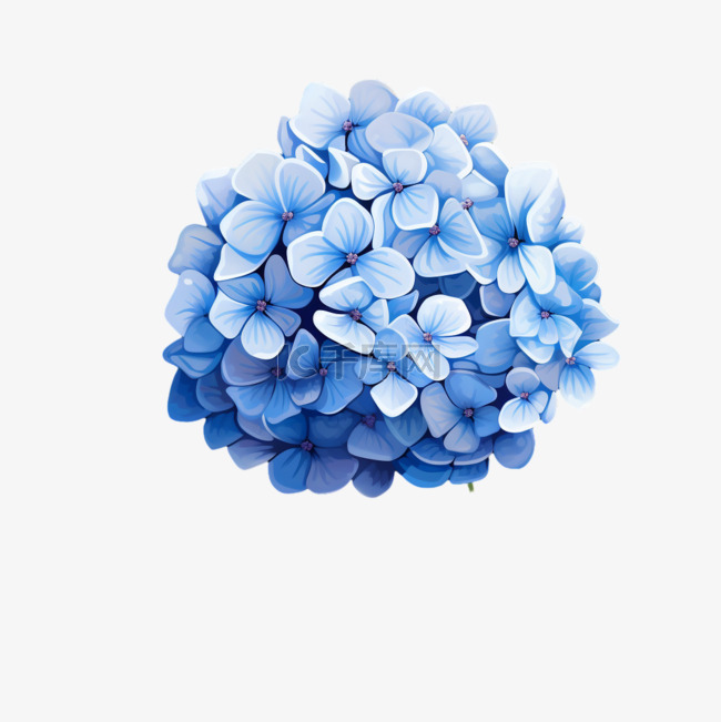 绣球花朵蓝色免扣元素装饰素材