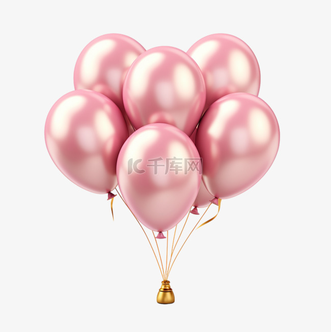 粉色质感气球元素立体免扣图案