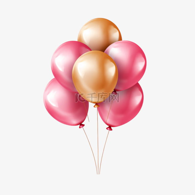粉色光泽气球元素立体免扣图案