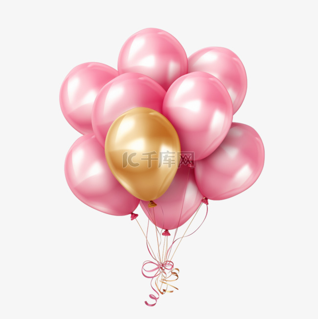 粉色漂亮气球元素立体免扣图案