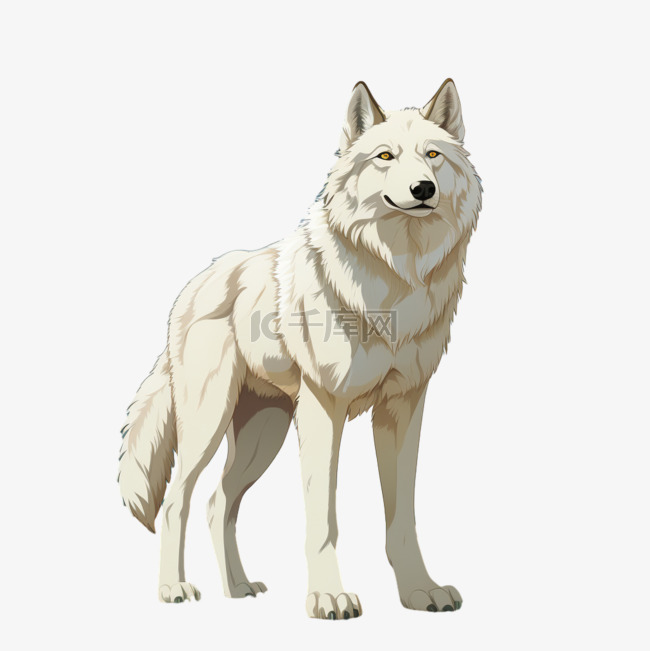 白狼3d动物元素立体免扣图案