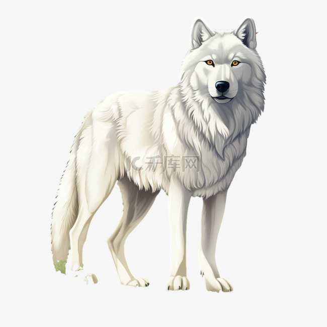 白狼动物几何元素立体免扣图案