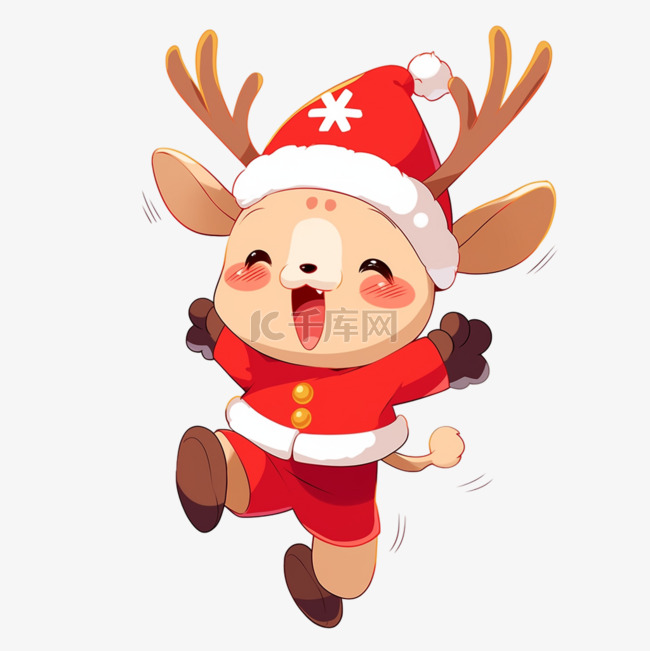 圣诞节圣诞小鹿手绘元素卡通