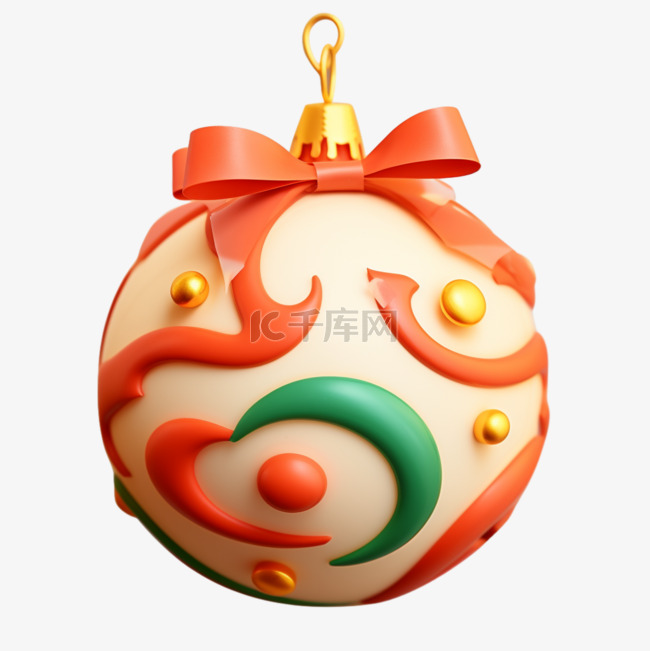圣诞节黏土风格装饰彩球立体卡通