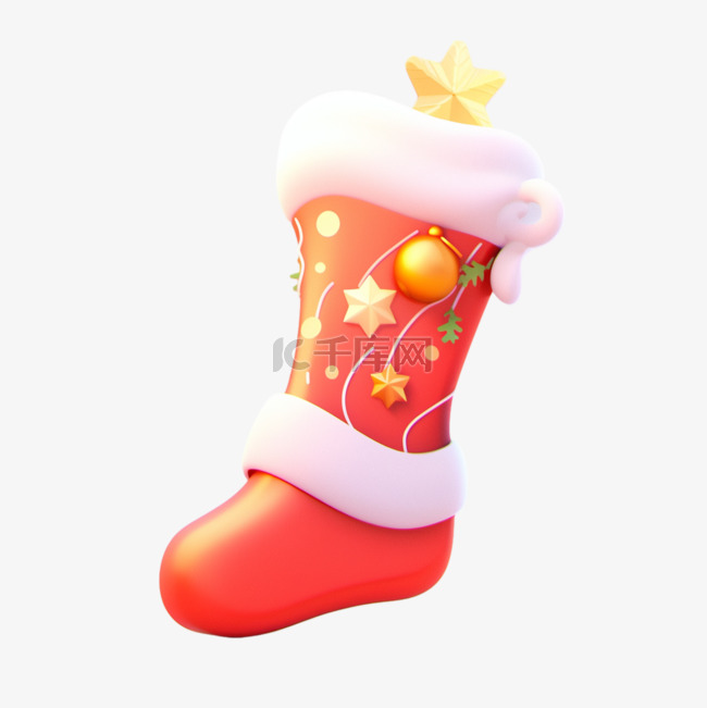 3D立体粘土风可爱圣诞袜10