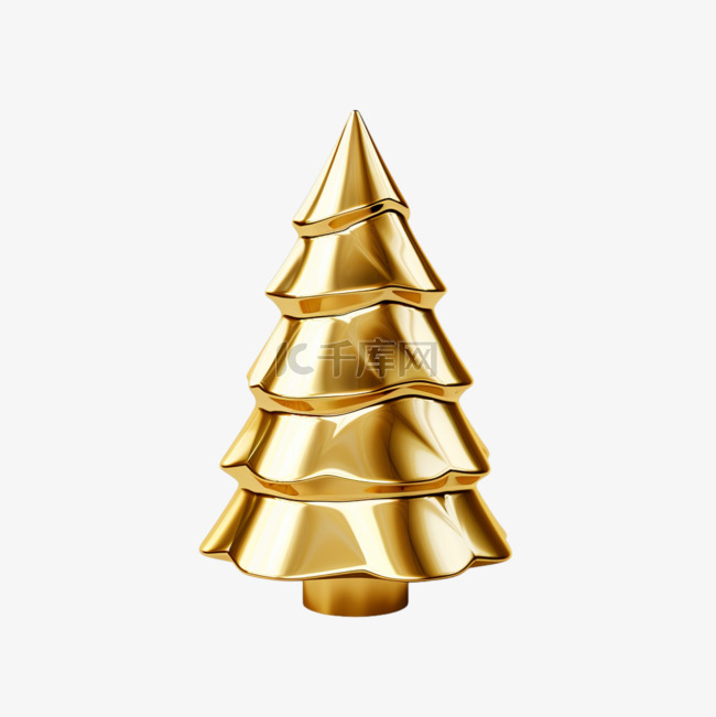 3D立体金色金属质感圣诞树27