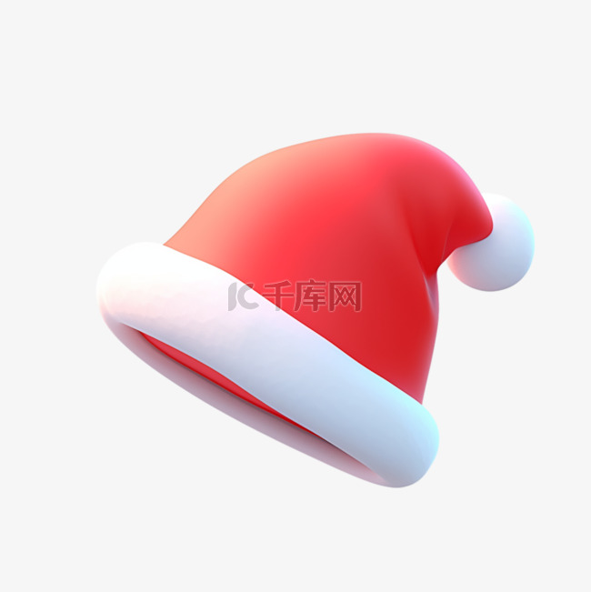3D立体粘土风可爱红色圣诞帽子18
