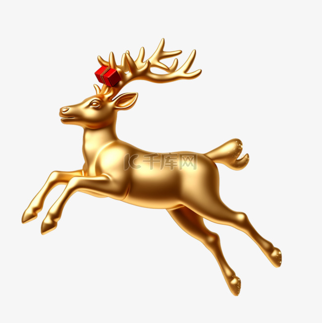 圣诞节金色麋鹿形象3d素材元素