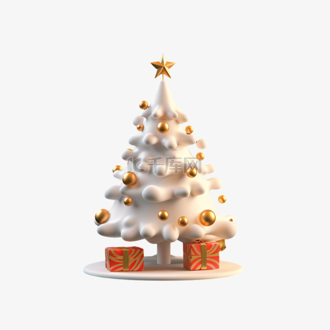 3d圣诞树黏土风格圣诞节素材元