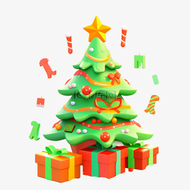 3d免抠圣诞节圣诞树元素
