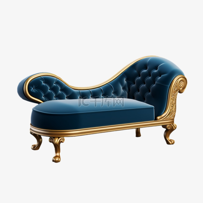 沙发蓝色家具元素立体免扣图案