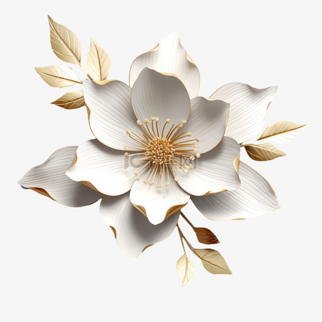 花朵特色白金元素立体免扣图案