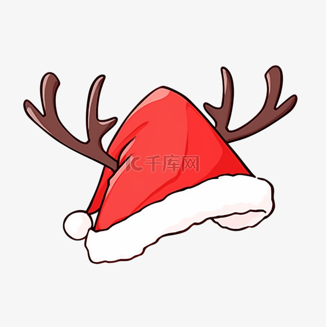 鹿角圣诞帽卡通手绘圣诞节元素