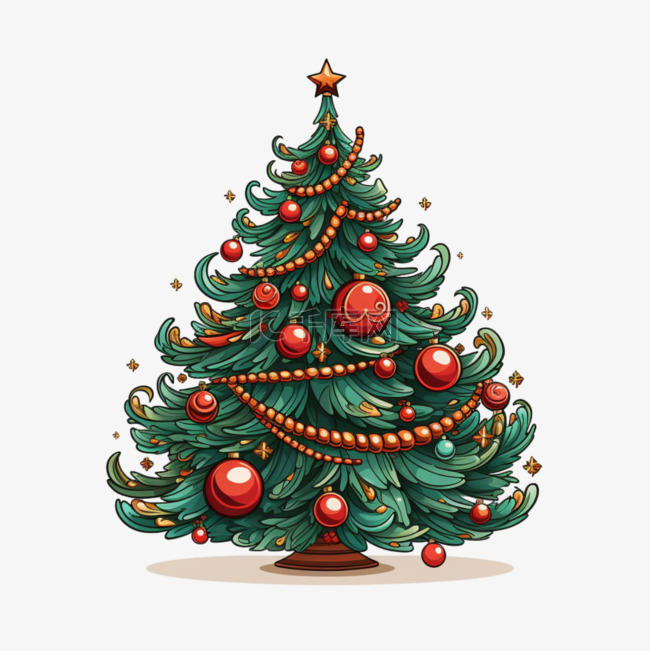 圣诞礼物礼物圣诞树松树扁平风圣