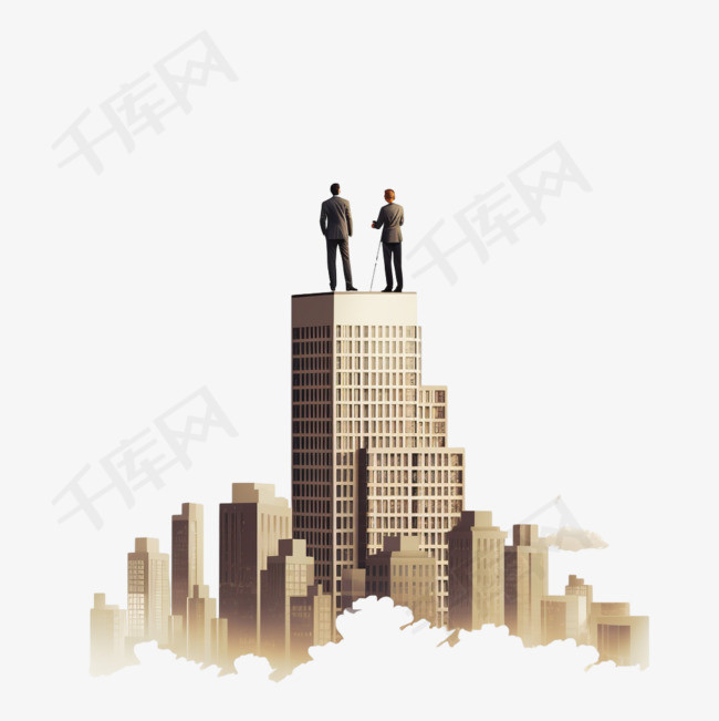 一对夫妇站在一栋高楼的顶上