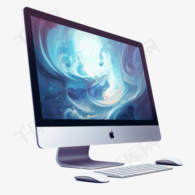 白色办公桌上的银色iMac
