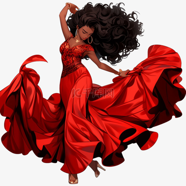 舞蹈建模红裙免扣元素装饰素材