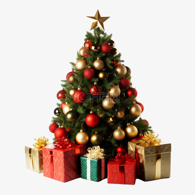 圣诞节礼物礼盒3d免抠元素圣诞树