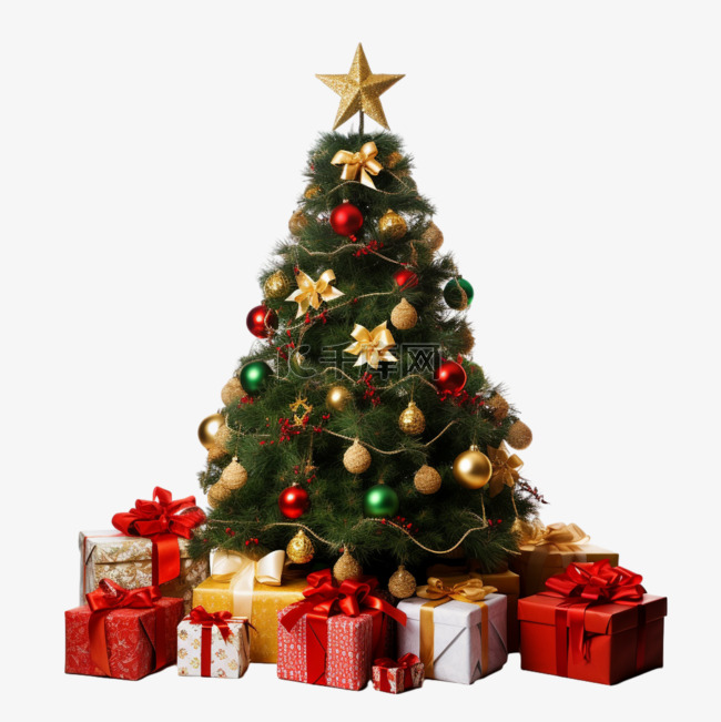 圣诞节礼物礼盒3d圣诞树免抠元素